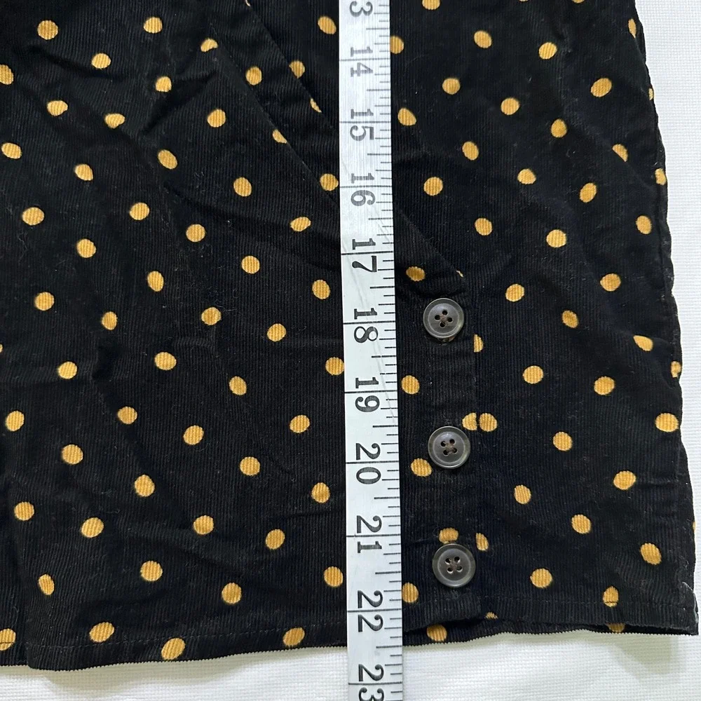 Madewell Polka Dot Corduroy Wrap Top XL Black Cottagecore Whimsigoth Academia